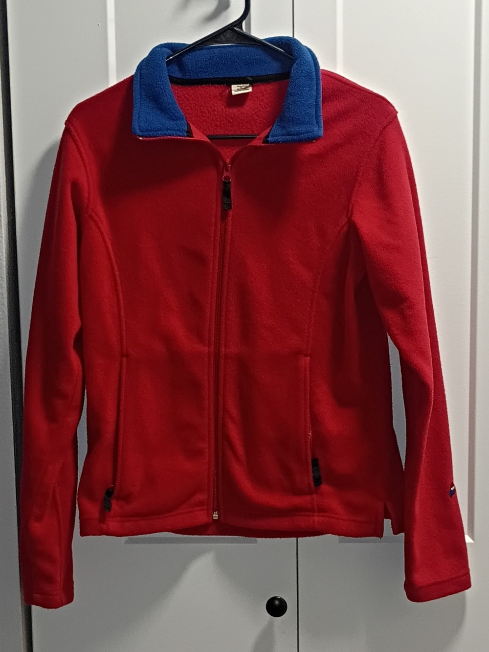 Women's Red Fleece Top with Blue Contrast Trim